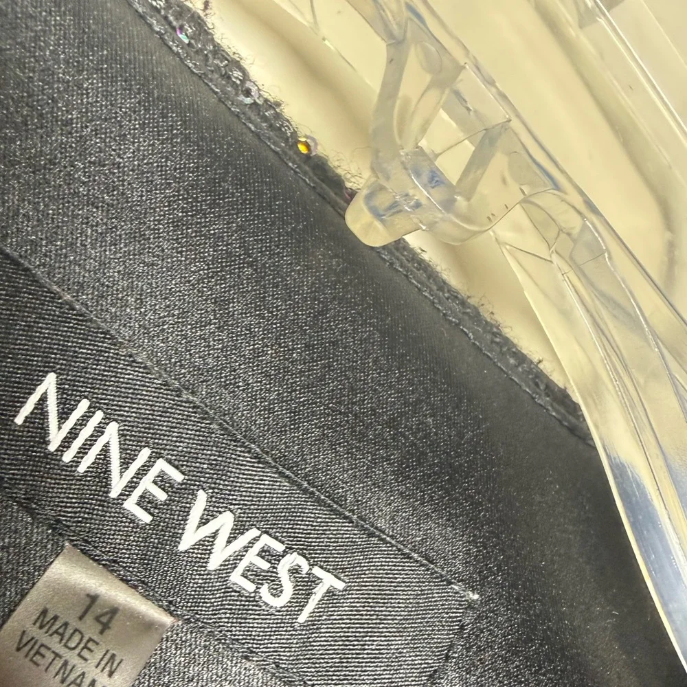 Nine West sequined tweed blazer‎ black with multicolor sequins